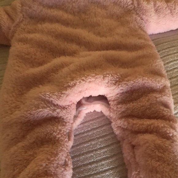 Baby Sherpa pink cozy one piece with ears - Picture 8 of 11